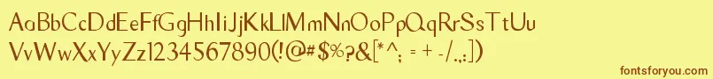 フォントTyroSans – 茶色の文字が黄色の背景にあります。
