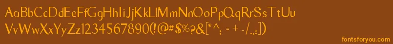 フォントTyroSans – オレンジ色の文字が茶色の背景にあります。