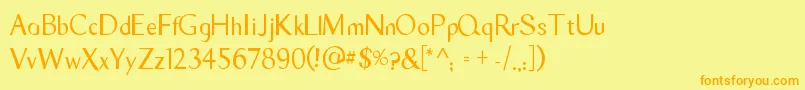 フォントTyroSans – オレンジの文字が黄色の背景にあります。