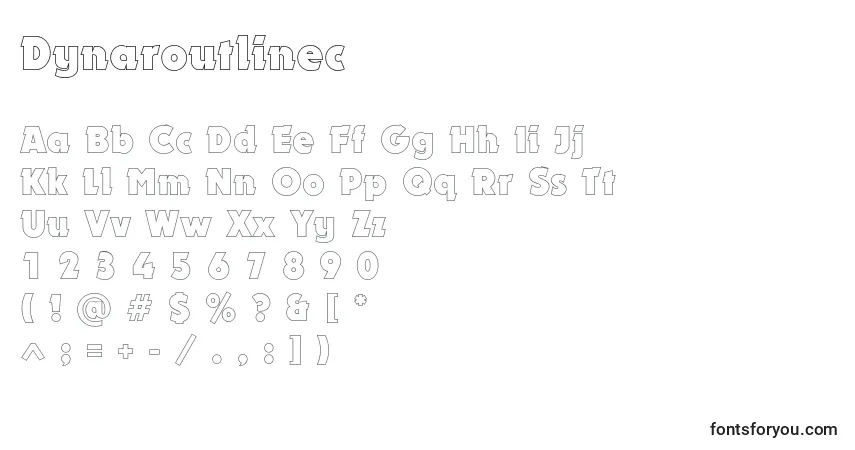 Fuente Dynaroutlinec - alfabeto, números, caracteres especiales