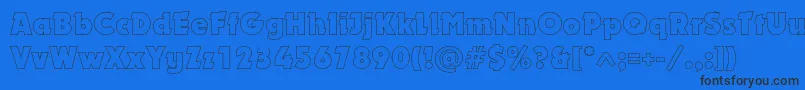 Dynaroutlinec Font – Black Fonts on Blue Background