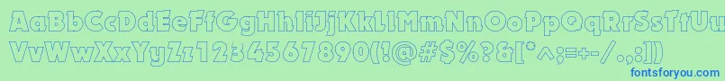 Dynaroutlinec Font – Blue Fonts on Green Background