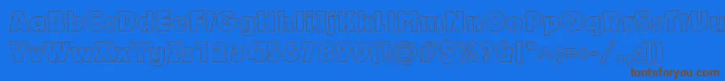 Dynaroutlinec-Schriftart – Braune Schriften auf blauem Hintergrund