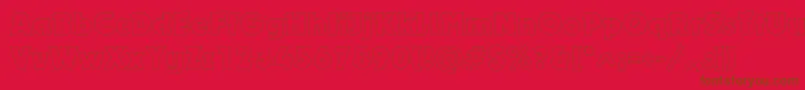 フォントDynaroutlinec – 赤い背景に茶色の文字