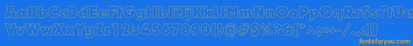 Dynaroutlinec Font – Orange Fonts on Blue Background