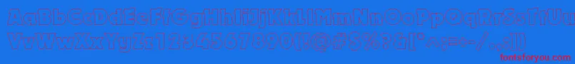 Dynaroutlinec Font – Red Fonts on Blue Background