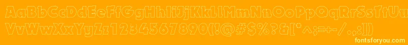 Dynaroutlinec-Schriftart – Gelbe Schriften auf orangefarbenem Hintergrund