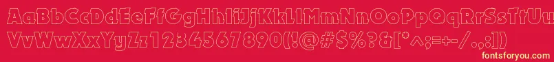 Dynaroutlinec Font – Yellow Fonts on Red Background