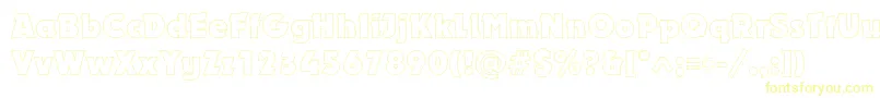 Dynaroutlinec-Schriftart – Gelbe Schriften auf weißem Hintergrund