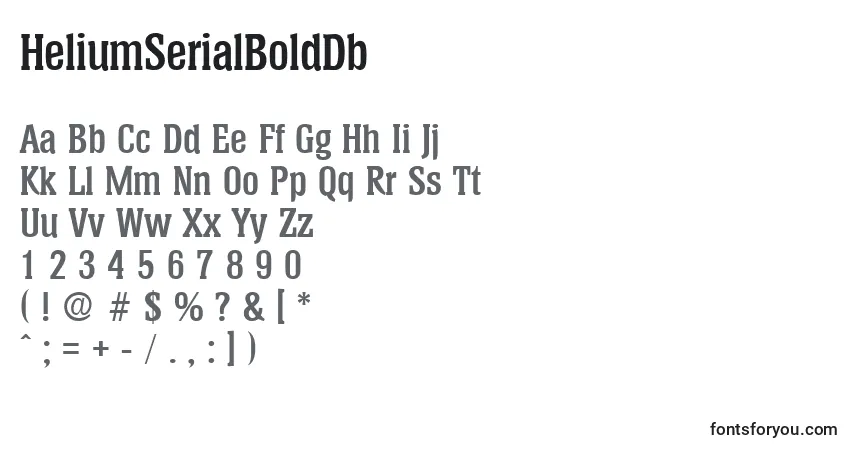 Fuente HeliumSerialBoldDb - alfabeto, números, caracteres especiales