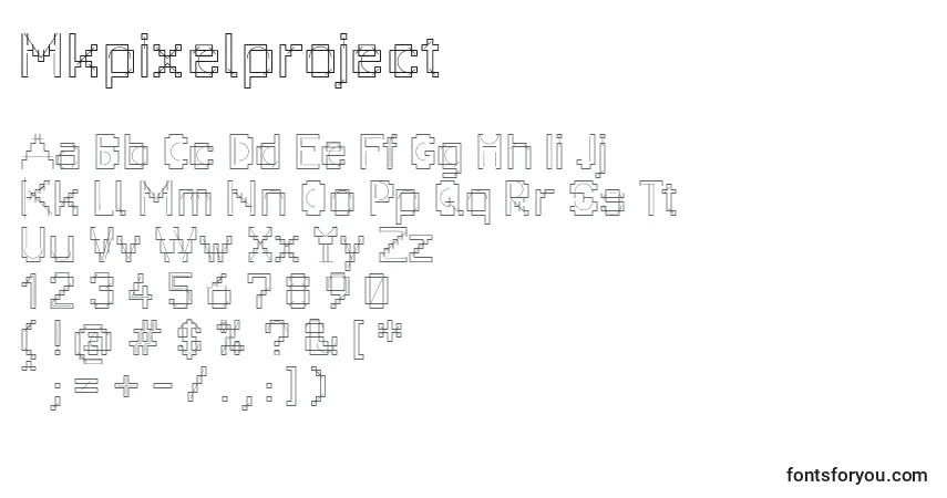 A fonte Mkpixelproject – alfabeto, números, caracteres especiais