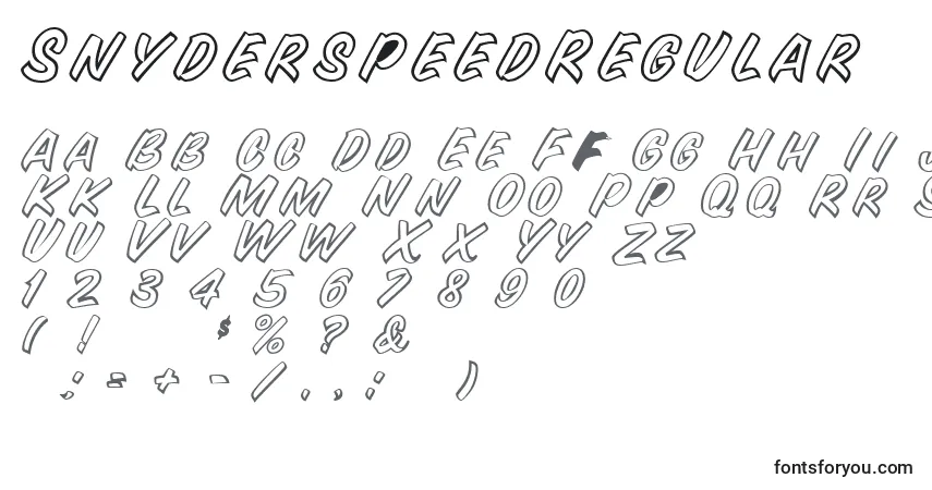 Czcionka SnyderspeedRegular – alfabet, cyfry, specjalne znaki