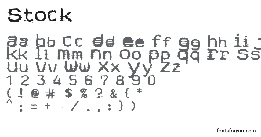 Czcionka Stock – alfabet, cyfry, specjalne znaki