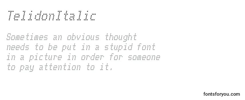 TelidonItalic -fontin tarkastelu