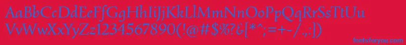 SimonettaItalic-Schriftart – Blaue Schriften auf rotem Hintergrund