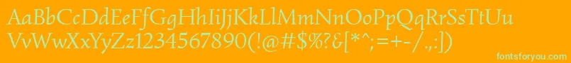 Weitere Informationen zur SimonettaItalic-Schriftart SimonettaItalic-Schriftart – Grüne Schriften auf orangefarbenem Hintergrund