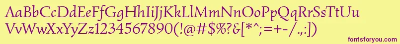 SimonettaItalic Font – Purple Fonts on Yellow Background
