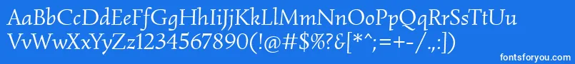 Fonte SimonettaItalic – fontes brancas em um fundo azul