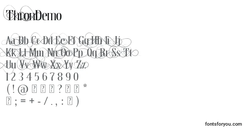 Шрифт ThronDemo – алфавит, цифры, специальные символы