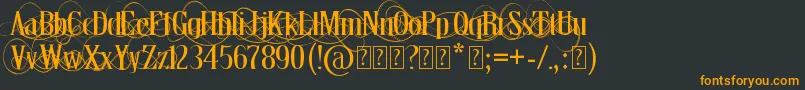 ThronDemo-Schriftart – Orangefarbene Schriften auf schwarzem Hintergrund