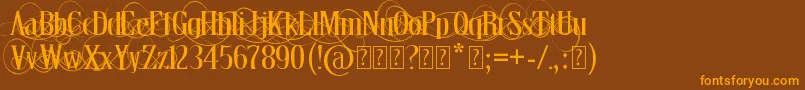 ThronDemo-Schriftart – Orangefarbene Schriften auf braunem Hintergrund
