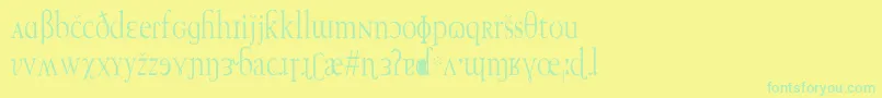 Czcionka TechphoneticCn – zielone czcionki na żółtym tle