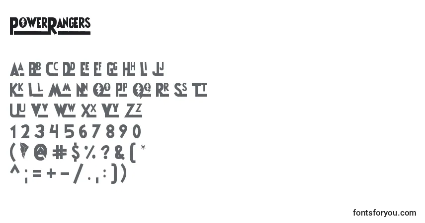 Schriftart PowerRangers – Alphabet, Zahlen, spezielle Symbole