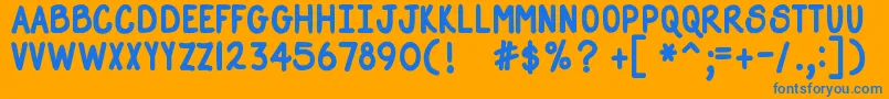 DjbStraightUpNowBold-Schriftart – Blaue Schriften auf orangefarbenem Hintergrund