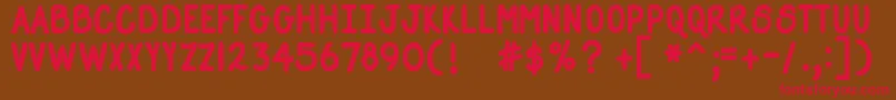 フォントDjbStraightUpNowBold – 赤い文字が茶色の背景にあります。