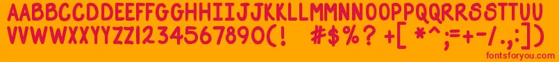 Fonte DjbStraightUpNowBold – fontes vermelhas em um fundo laranja