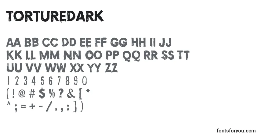 Czcionka TortureDark – alfabet, cyfry, specjalne znaki