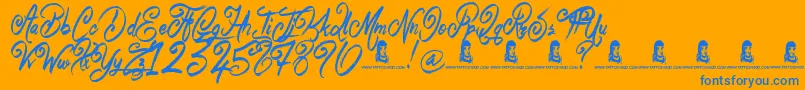 Fonte BelieverFever – fontes azuis em um fundo laranja