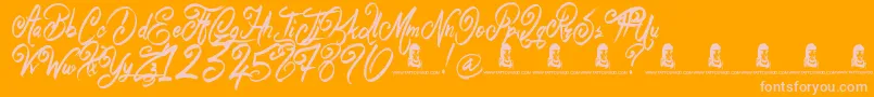 BelieverFever-fontti – vaaleanpunaiset fontit oranssilla taustalla