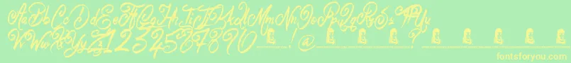BelieverFever-fontti – keltaiset fontit vihreällä taustalla