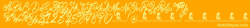 BelieverFever-fontti – keltaiset fontit oranssilla taustalla