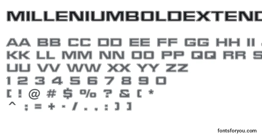 Schriftart MilleniumBoldExtendedBt – Alphabet, Zahlen, spezielle Symbole