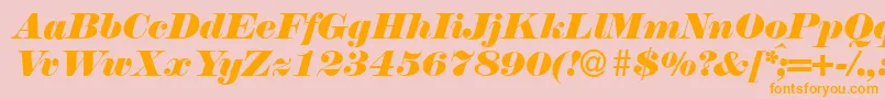 N790ModernItalic-Schriftart – Orangefarbene Schriften auf rosa Hintergrund