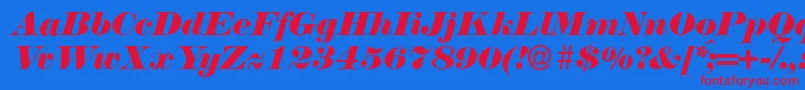 N790ModernItalic Font – Red Fonts on Blue Background