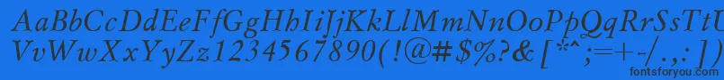 MyslcttItalic-Schriftart – Schwarze Schriften auf blauem Hintergrund