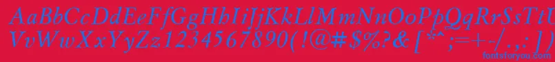 フォントMyslcttItalic – 赤い背景に青い文字