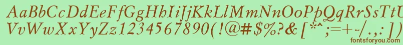 Fonte MyslcttItalic – fontes marrons em um fundo verde