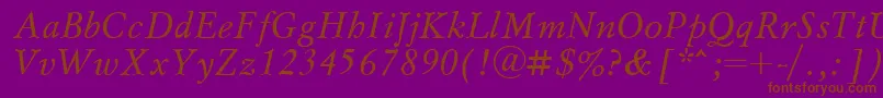 MyslcttItalic-fontti – ruskeat fontit violetilla taustalla