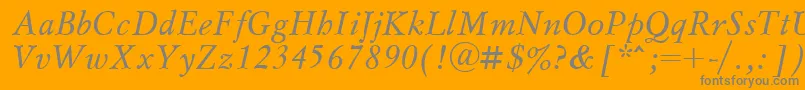 MyslcttItalic-Schriftart – Graue Schriften auf orangefarbenem Hintergrund