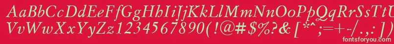 MyslcttItalic Font – Green Fonts on Red Background