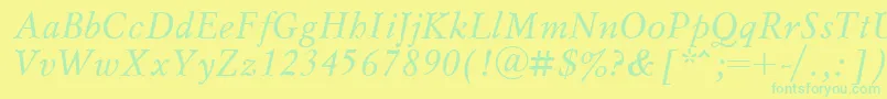 MyslcttItalic Font – Green Fonts on Yellow Background