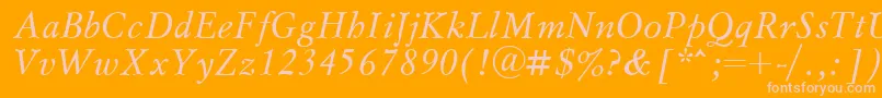 フォントMyslcttItalic – オレンジの背景にピンクのフォント