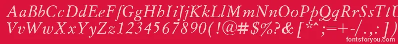 MyslcttItalic Font – Pink Fonts on Red Background