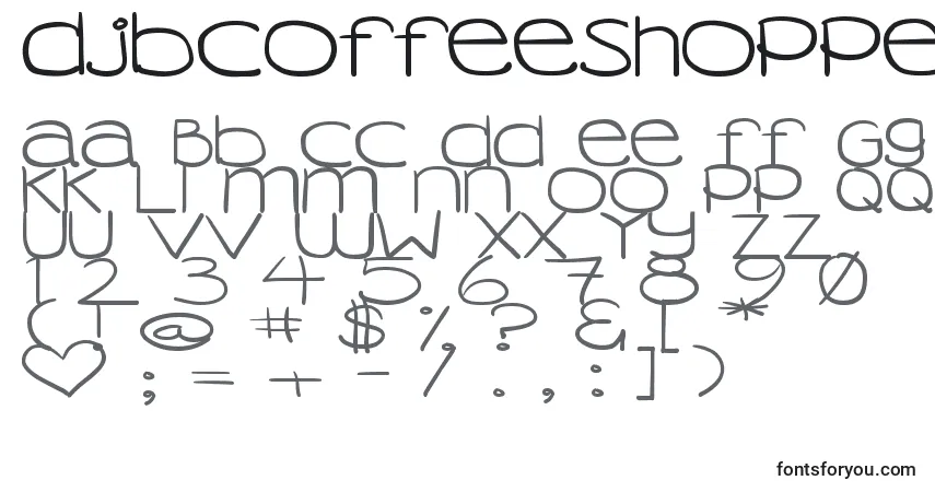 A fonte DjbCoffeeShoppeVenti – alfabeto, números, caracteres especiais