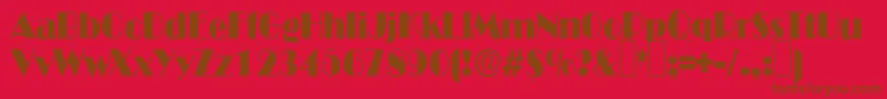 B821DecoRegular-Schriftart – Braune Schriften auf rotem Hintergrund
