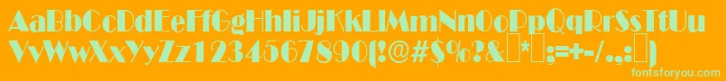 B821DecoRegular-Schriftart – Grüne Schriften auf orangefarbenem Hintergrund